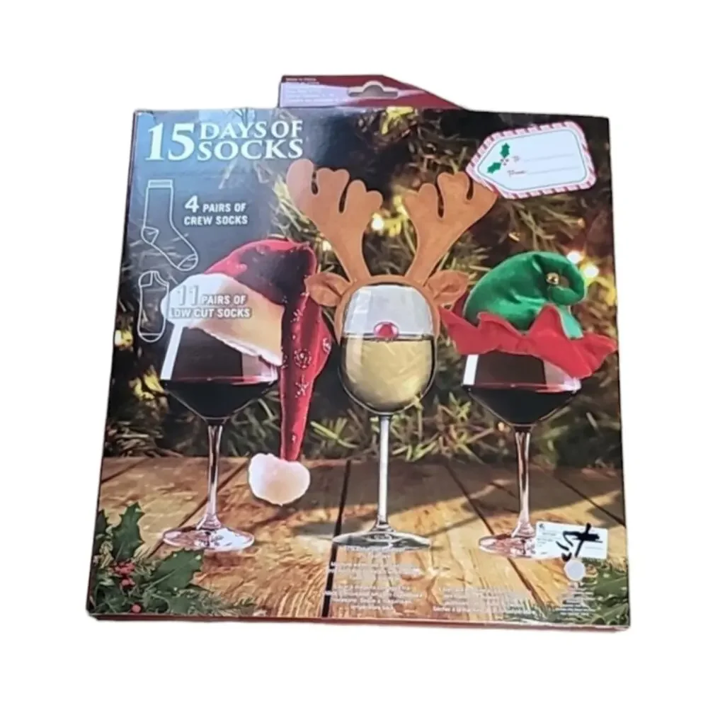 15 Days of Socks Women's Wine Advent Calendar Holiday Themed Socks